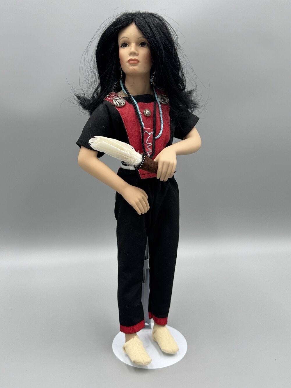 Vintage 1997 Hamilton Collection White Rose Native American Doll 16” No Red Coat